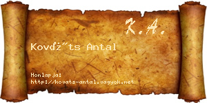 Kováts Antal névjegykártya